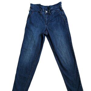 Chaps High Rise Paper Bag Waist Women's Jeans Size 4/ 27 Dark Wash Denim Trendy